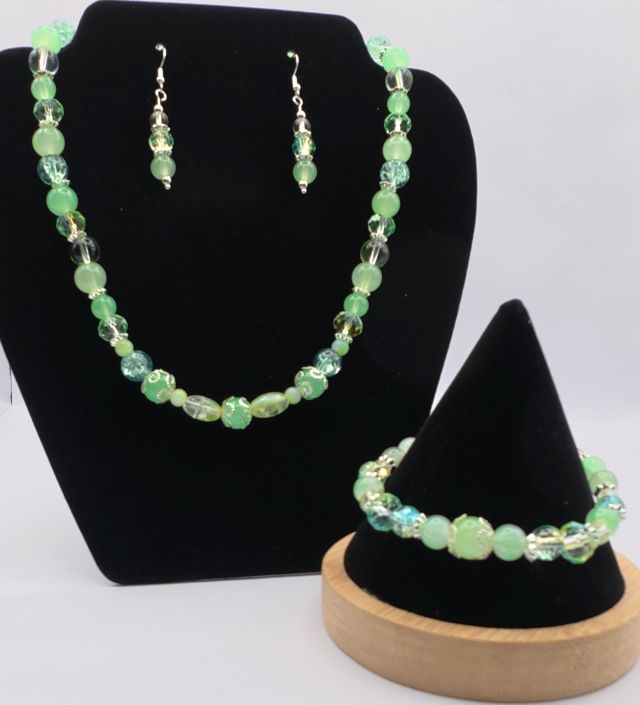 Light Green Necklace, Bracelet and Earring Set