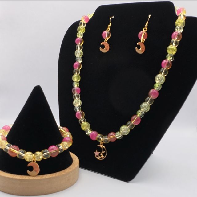 Pink Lemonade Necklace, Bracelet and Earring Set