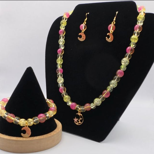 Pink Lemonade Necklace, Bracelet and Earring Set