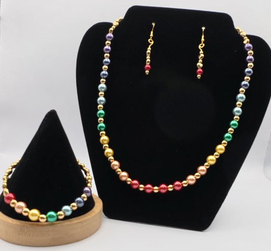Rainbow Necklace, Bracelet and Earring Set